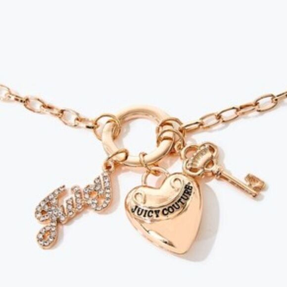 Juicy Couture Logo Heart & Key Charm Necklace - Picture 2 of 7